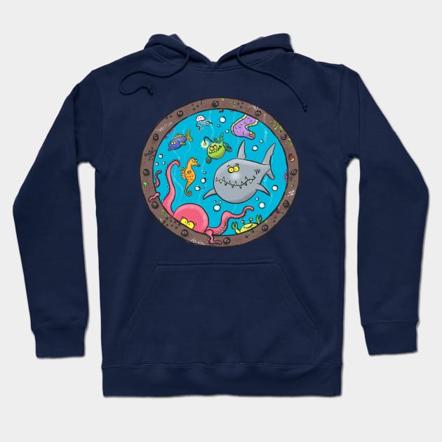 Cute funny sea creatures cartoon Hoodie by FrogFactory